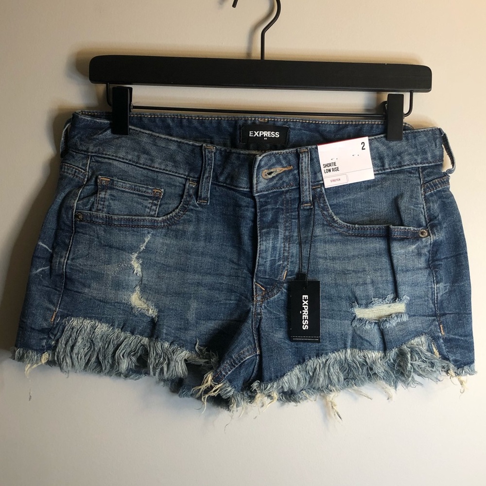 Shortie Low Rise Denim Shorts | EXPRESS